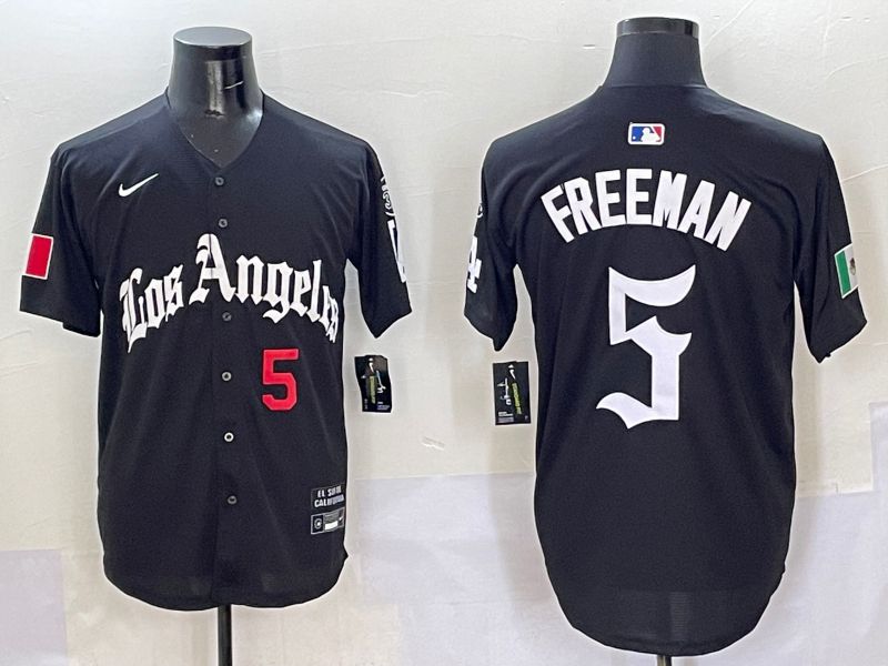 Men Los Angeles Dodgers #5 Freeman Black Five generations Joint Name 2025 Nike MLB Jersey style 2->los angeles dodgers->MLB Jersey